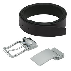 oboustranný kožený pásek Uomo Black Brown se 2 sponami